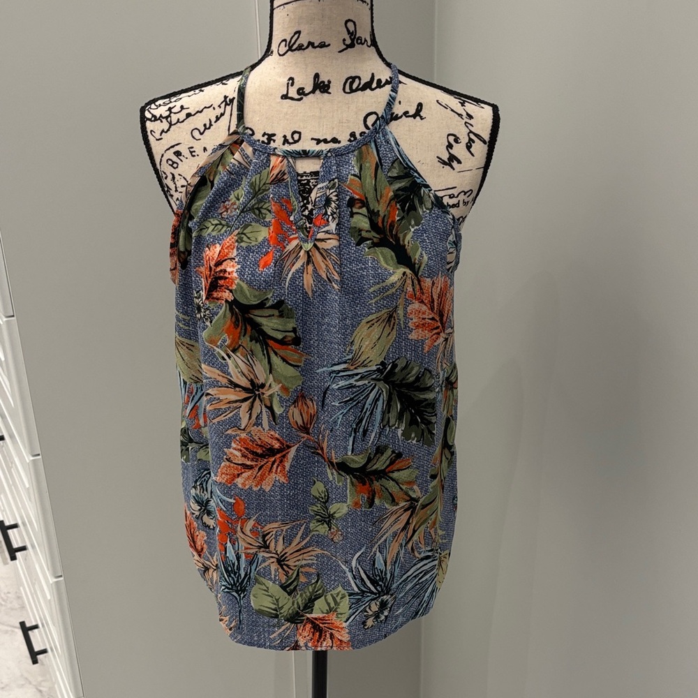 Papermoon Blue Multicolor Floral Tank Top